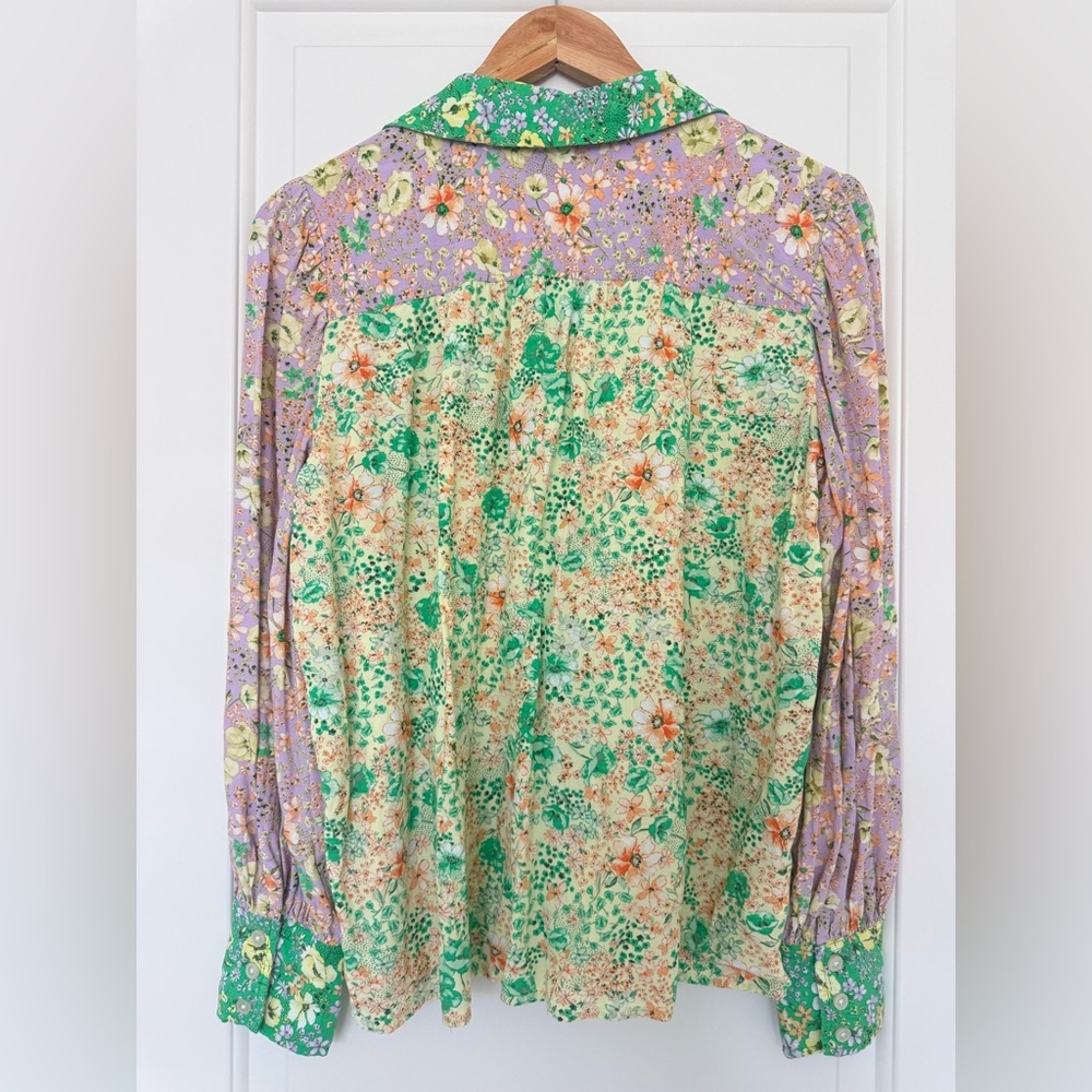 Loft Floral Patchwork Utility Shirt Cottagecore G… - image 2